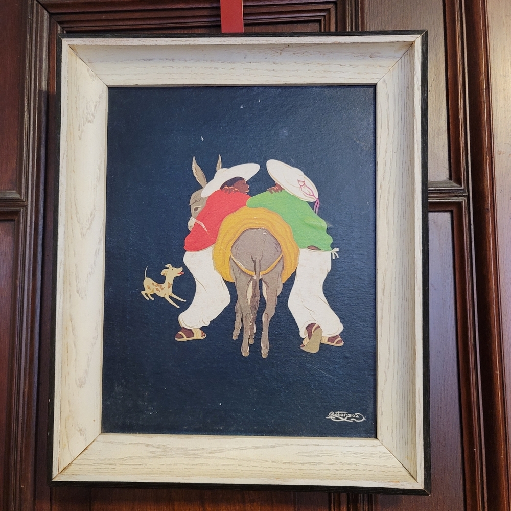 Vintage Betanzos Folk Art Framed Lithograph